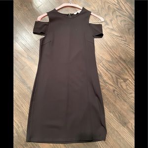 Black, figure flattering, off the shoulder dress